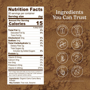 Organic Traditions Camu Camu Powder Organic, Camu Camu Powder from Amazon Superfruit, Rich in Wholefood Vitamin C, Bright Tangy Superfood Ingredient for Smoothies, Plant Based Non GMO, 100g / 3.5oz - PrimeBioHealth - canada supplements