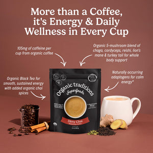 Organic Traditions Mind Fuel Instant Mushroom Coffee Alternative, Caffeine Free Lion’s Mane and Maca Herbal Drink with Dandelion, Chicory, Roasted Grain Blend, Natural Focus Support, 140g / 5oz - PrimeBioHealth - canada supplements