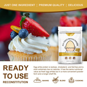 Orgnisulmte Egg White Protein Powder 8 Oz, Pasteurized Dried Egg Whites Protein, Gluten-Free, Non-GMO, Unflavored, Free Range High Whip for Baking, Desserts 227g - PrimeBioHealth - canada supplements