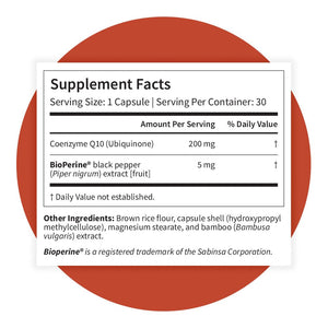 Pattern Wellness CoQ10 – 200mg Ubiquinone with BioPerine® Black Pepper Extract – Cellular Energy & Vitality Support – Non-GMO – 30 Vegan Capsules* - PrimeBioHealth - canada supplements