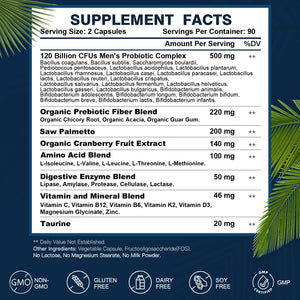 Probiotics for Men Digestive Health, 120 Billion CFUs Mens Probiotic with Digestive Enzymes & Prebiotics & Saw Palmetto & Cranberry for Gut, Prostate & Urinary Tract Health, Shelf Stable, 90 Capsules - PrimeBioHealth - canada supplements