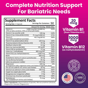 ProCare Health Bariatric Multivitamin 45mg Iron – Once Daily Capsule for Gastric Bypass, Sleeve & Post-Op Support – 90 Easy-to-Swallow Capsules - PrimeBioHealth - canada supplements