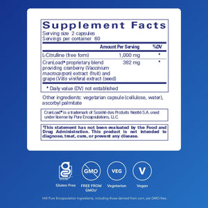Pure Encapsulations Nitric Oxide Ultra (Capsules) - Supplement Supports Nitric Oxide Production, Healthy Blood Flow & Vascular Health - with L-Citrulline & CranLoad Cranberry Extract - 120 Capsules - PrimeBioHealth - canada supplements
