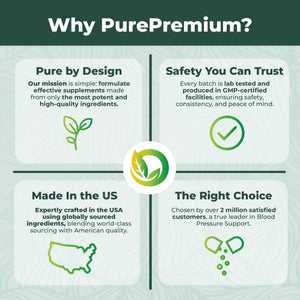 PurePremium Blood Pressure Supplements with Hawthorn Berry, Hibiscus, Garlic & Vitamin B12- Nitric Oxide Supplement for Normal Heart Health - PrimeBioHealth - canada supplements