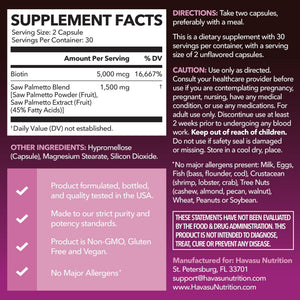 Saw Palmetto for Women with Biotin 5000mcg - Powerful DHT Blocker to Support Hair, Skin, and Nail Health - 60 Count - Vegan, Non-GMO Vitamin for Stronger, - PrimeBioHealth - canada supplements