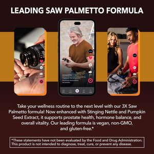 Saw Palmetto Supplement with Stinging Nettle and Pumpkin Seed Extract - Advanced 3X Formula - DHT Blocker Urinary Health and Prostate Support for Mens Health - PrimeBioHealth - canada supplements
