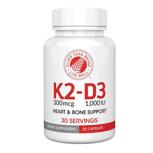 Silver Fern Vitamin K2-D3 Supplement Brand - Natural, Non-Synthetic - K2-7 as Menaquinone-7 (MK-7) - D3 as cholecalciferol - PrimeBioHealth - canada supplements