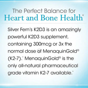 Silver Fern Vitamin K2-D3 Supplement Brand - Natural, Non-Synthetic - K2-7 as Menaquinone-7 (MK-7) - D3 as cholecalciferol - PrimeBioHealth - canada supplements