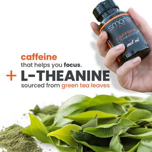 SmarterVitamins 200mg Caffeine Pills - MCT Oil from 100% Coconuts + 100mg L-Theanine, Energy and Focus - PrimeBioHealth - canada supplements