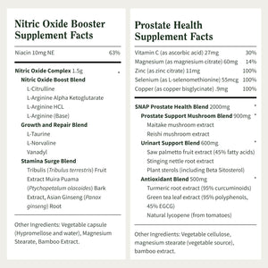 Snap Supplements Prostate Health & Nitric Oxide Supplement Bundle for Men, 90 + 60 Vegetarian Capsules (1 Month Supply) - PrimeBioHealth - canada supplements