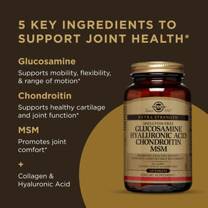 Solgar Glucosamine Hyaluronic Acid Chondroitin MSM, 120 Tablets - Supports Healthy Joints - Supports Range of Motion & Flexibility - Extra Strength, Shellfish Free - PrimeBioHealth - canada supplements