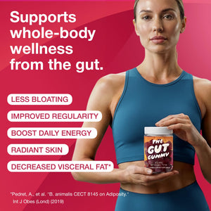 The Gut Gummy, 360° Daily Gut Reset, Full-Spectrum Tribiotic for Women & Men, Prebiotics Probiotics Postbiotics for Bloating, Belly Fat, Skin & Immune Support, Sugar Free Tart Cherry Gummies, 60 Count - PrimeBioHealth - canada supplements