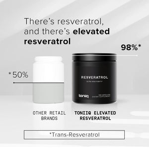 Toniiq Ultra High Purity Resveratrol Capsules - 98% Trans-Resveratrol - Highly Purified and Bioavailable - 180 Caps Reservatrol Supplement - PrimeBioHealth - canada supplements