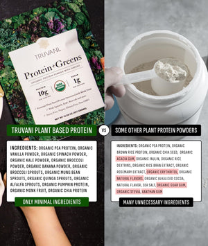 Truvani Protein + Greens Supplement | Spinach, Kale & Broccoli | 10g Organic Plant Based Protein | 20 Servings | USDA Organic | Gluten & Dairy Free - PrimeBioHealth - canada supplements