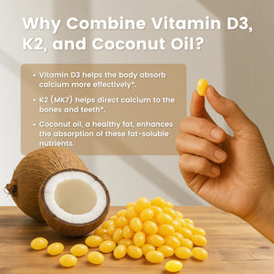 VEV Corefeel Vitamin D3 K2 10,000 IU, 200 mcg MK-7, 300 Coconut Oil Softgels, 2 in 1 Vitamins Supplement D & K (Include MK7), Easy to Swallow - PrimeBioHealth - canada supplements