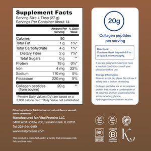 Vital Proteins Collagen Peptides Powder - Chocolate Powder for Hair, Nail, Skin, Bone & Joint Health, 13.5oz - PrimeBioHealth - canada supplements