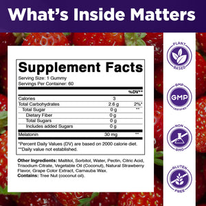 Vitamatic Sugar Free Melatonin 30mg per Gummy - 60 Servings - 60 Vegetarian Gummies - Non-Habit Forming Supplement (60 Count (Pack of 1)) - PrimeBioHealth - canada supplements