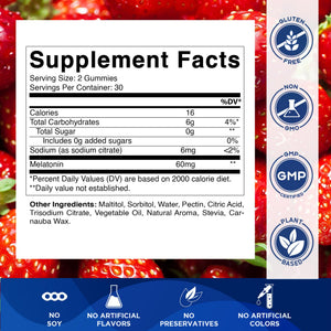 Vitamatic Sugar Free Melatonin 60 mg - 60 Vegetarian Gummies - Non-Habit Forming Supplement - PrimeBioHealth - canada supplements