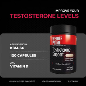 Weider Prime Support - Men's Nutrition - Enriched with Vitamins & Minerals - with Ashwagandha, Chromax Chromium, Bioperine & Zinc - Gluten Free - 120 Capsules - PrimeBioHealth - canada supplements