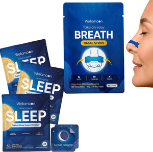 Wellamoon Sleep & Nasal Strip Bundle — Night-time Patch + Nasal Breathing Strips for Better Rest & Comfort - PrimeBioHealth - canada supplements