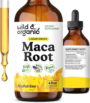 Wild & Organic Maca Root Liquid Drops for Men & Women - Peruvian Maca Tincture for Overall Support - Vegan, Sugar & Alcohol-Free Supplement - 4 fl oz - PrimeBioHealth - canada supplements
