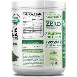 Zazzee USDA Organic Spirulina Powder, 2.2 Pounds (1 KG), 303 Servings, Certified Kosher, 100% Pure, Non-Irradiated, Mess-Free Wide Mouth Container, Fresh Smell and Neutral Taste, Non-GMO, Made in USA - PrimeBioHealth - canada supplements