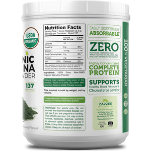 Zazzee USDA Organic Spirulina Powder, 2.2 Pounds (1 KG), 303 Servings, Certified Kosher, 100% Pure, Non-Irradiated, Mess-Free Wide Mouth Container, Fresh Smell and Neutral Taste, Non-GMO, Made in USA - PrimeBioHealth - canada supplements